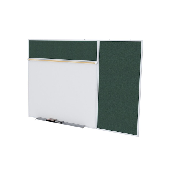 Combo Whiteboard/Bulletin, Mag Por/Vnyl, Styl B, 4 ft H x 10 ft W, Ebony